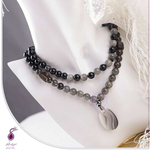 گردنبند رولباسی عقیق سیاه